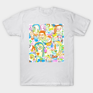 doodle colorful, faces, animals T-Shirt